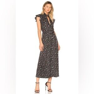 Rebecca Taylor Sleeveless Vine Print Wide Leg Silk Jumpsuit